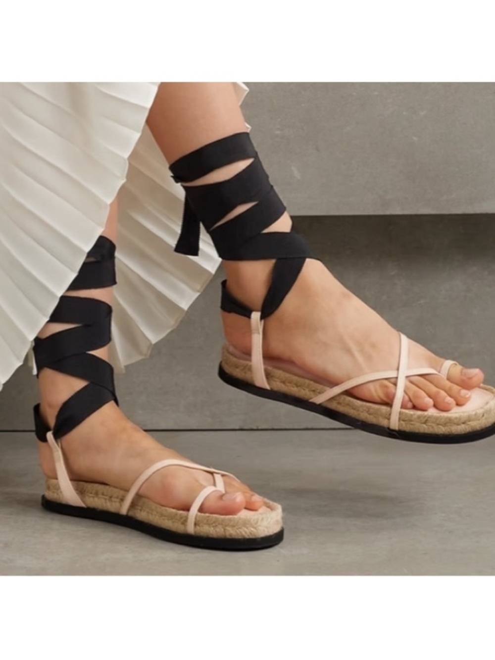 3.1 Phillip Lim Espadrille Wrap Sandals in Nude and Black - Picture 2 of 5